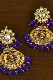 Kundan Embellished Purple Beaded Designer Earrings 217ED133