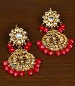 Kundan Embellished Red Beaded Designer Earrings 217ED135