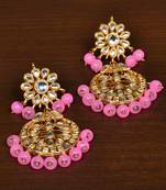 Kundan Embellished Baby Pink Beaded Designer Earrings 217ED138
