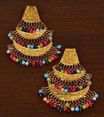 Gold Plated Multi-colored Dangler Earrings 217ED140 1