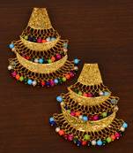 Gold Plated Multi-colored Dangler Earrings 217ED140