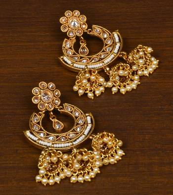 Kundan Embellished Dangler Jhumka Earrings 217ED142 1