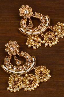 Kundan Embellished Dangler Jhumka Earrings 217ED142