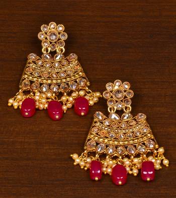 Kundan Embellished Ruby Stone Designer Dangler Earrings 217ED144 1