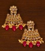 Kundan Embellished Ruby Stone Designer Dangler Earrings 217ED144