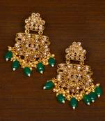 Kundan Embellished Emerald Stone Designer Dangler Earrings 217ED145