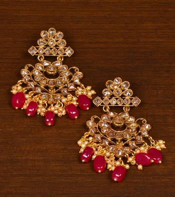 Kundan Embellished Ruby Stone Designer Dangler Earrings 217ED146 1