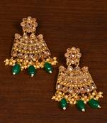 Kundan Embellished Emerald Stone Designer Dangler Earrings 217ED147