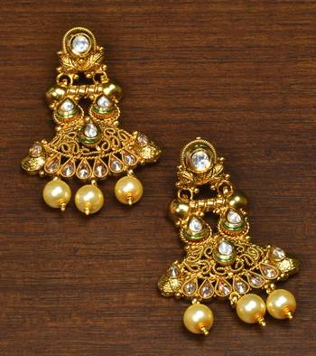 Kundan Embellished Designer Dangler Earrings 217ED150 1