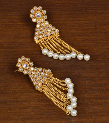 Kundan Embellished Designer Dangler Earrings 217ED154 1