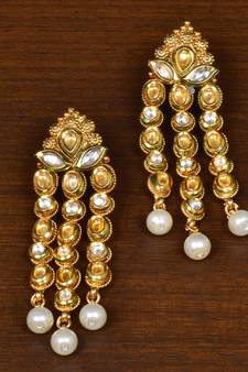 Kundan Embellished Designer Dangler Earrings 217ED156