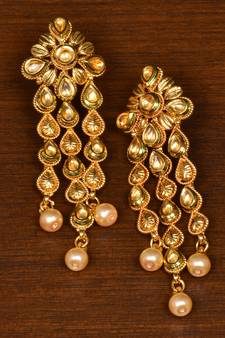 Kundan Embellished Designer Dangler Earrings 217ED157