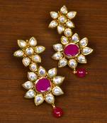 Kundan Embellished Ruby Stone Designer Earrings 217ED165