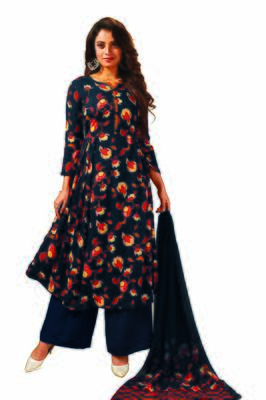 Designer Party Wear Crepe Silk Exclusive Print Salwar Kameez With Dupatta Unstitched 1