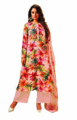 Designer Party Wear Crepe Silk Exclusive Print Salwar Kameez With Dupatta Unstitched 1