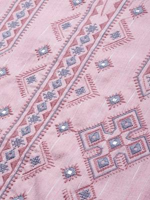 Pink embroidered cotton ethnic-kurtis 2