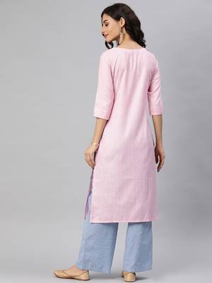 Pink embroidered cotton ethnic-kurtis 3