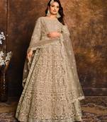 Beige embroidered net salwar