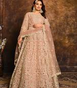 Light-peach embroidered net salwar