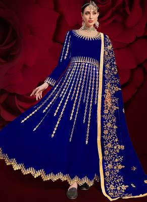 Royal Blue Georgette Wedding Salwar Kameez 1