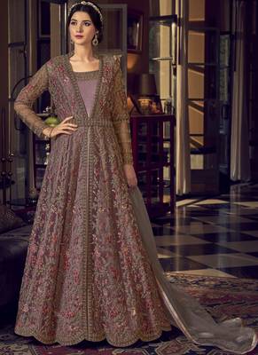 Baby Pink Butterfly Net Wedding Salwar Kameez 1