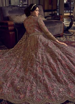 Baby Pink Butterfly Net Wedding Salwar Kameez 2