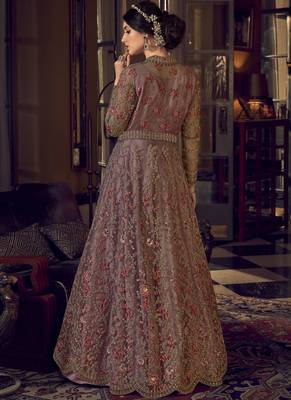 Baby Pink Butterfly Net Wedding Salwar Kameez 3
