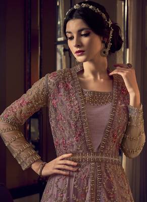 Baby Pink Butterfly Net Wedding Salwar Kameez 4