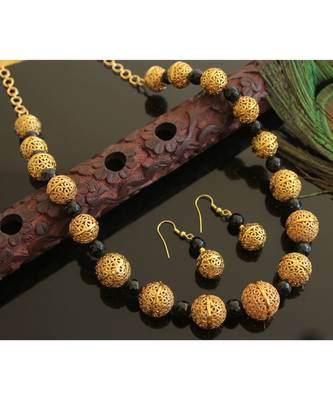 Beautiful Antique Gold Black Designer Necklace Dj28154 1