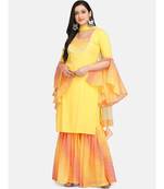 Yellow leheriya garara set duppta with fabric tassele