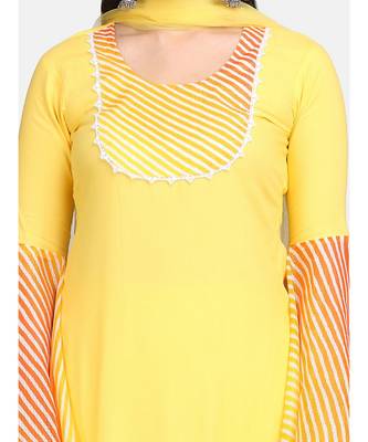 Yellow leheriya garara set duppta with fabric tassele 6