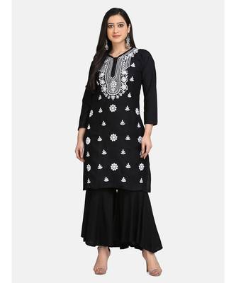 Black chikankari kurti with Plazzo 1
