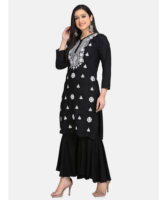Black chikankari kurti with Plazzo 3