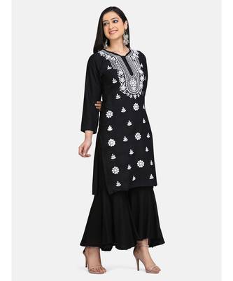 Black chikankari kurti with Plazzo 6