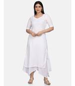 White Chikankari Kurta With White Plazzo