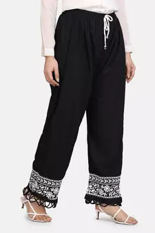 Black chikankari pant