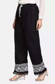 Black chikankari pant