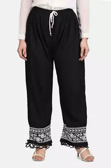 Black chikankari pant