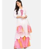 white kurti pink  chikankari thread work leheriya pink garara nd dupatta with  leheriya border