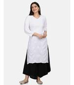 White Chikankari Kurta With Black Plazzo
