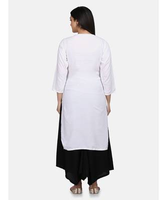 White Chikankari Kurta With Black Plazzo 4