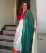 Red, Off-white & Green Anaarkali