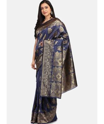 Blue Cotton Traditional Saree 3