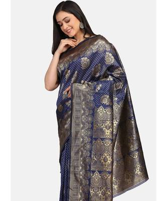 Blue Cotton Traditional Saree 4