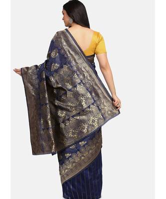 Blue Cotton Traditional Saree 5