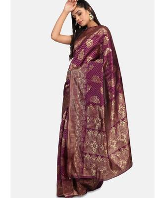 Magenta Cotton  Traditional Saree 1