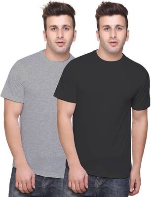 Multicolor plain cotton men-tshirts in Black Grey 1
