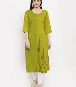 Green printed rayon long-kurtis
