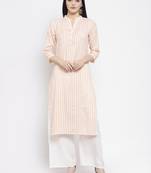 Orange printed rayon long-kurtis