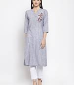 Grey printed rayon long-kurtis
